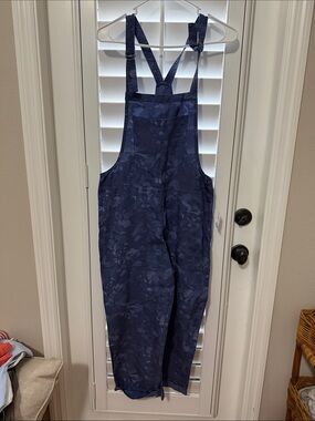 aerie Navy Floral-Print Overalls Jumpsuit